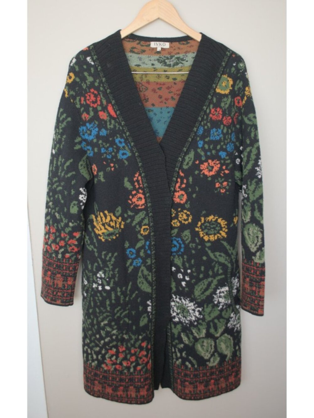 IVKO colourful floral knit cardigan coatigan size 38